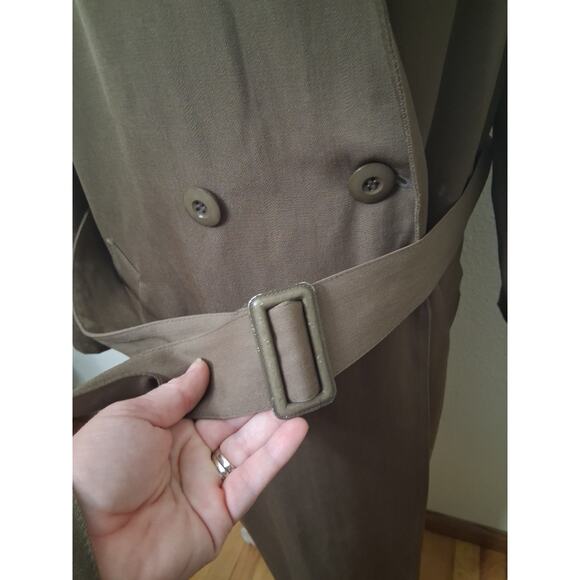 Kristen Blake 100% Wool Trench Coat Belted Sz L 12 Tan Long Winter Vtg USA Flaw - Picture 2 of 16